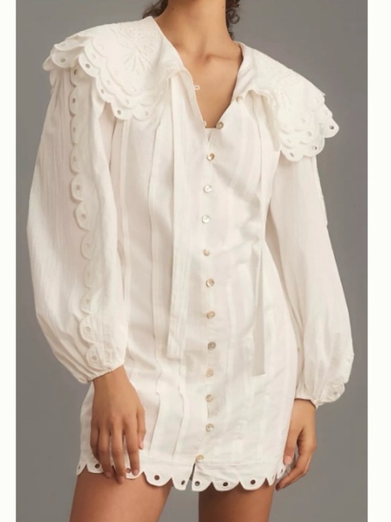 FARM Rio Dresses & Skirts - Farm Rio White Eyelet Collar Button-Front Mini Dress